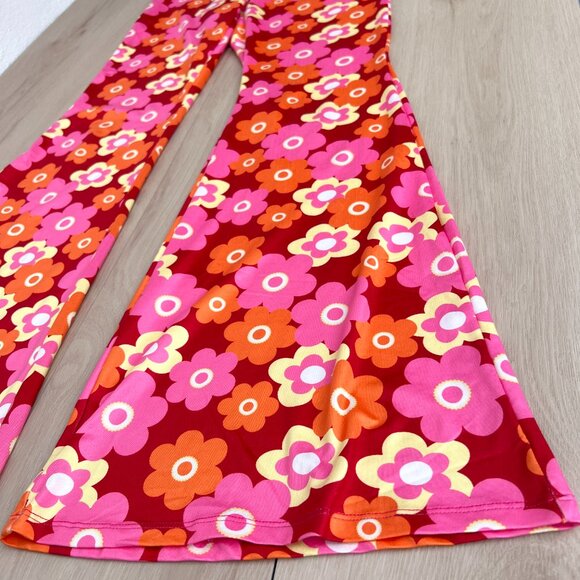 60s Marsha Brady-Inspired Floral Bell Bottom Legging Pants w/ Elastic Waist (L) - Picture 10 of 12